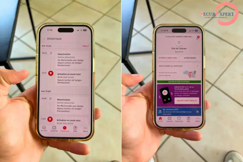 Application My Verisure sur smartphone
